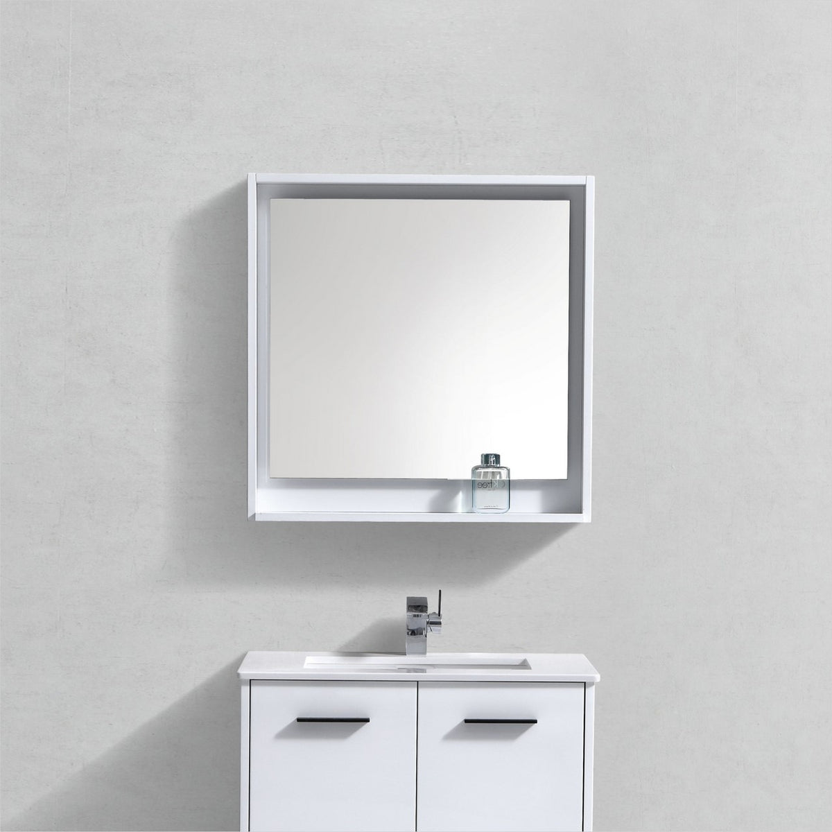 Kube Bath Bosco 30" Framed Mirror With Shelve - Gloss White (KB30GW-M) view 2