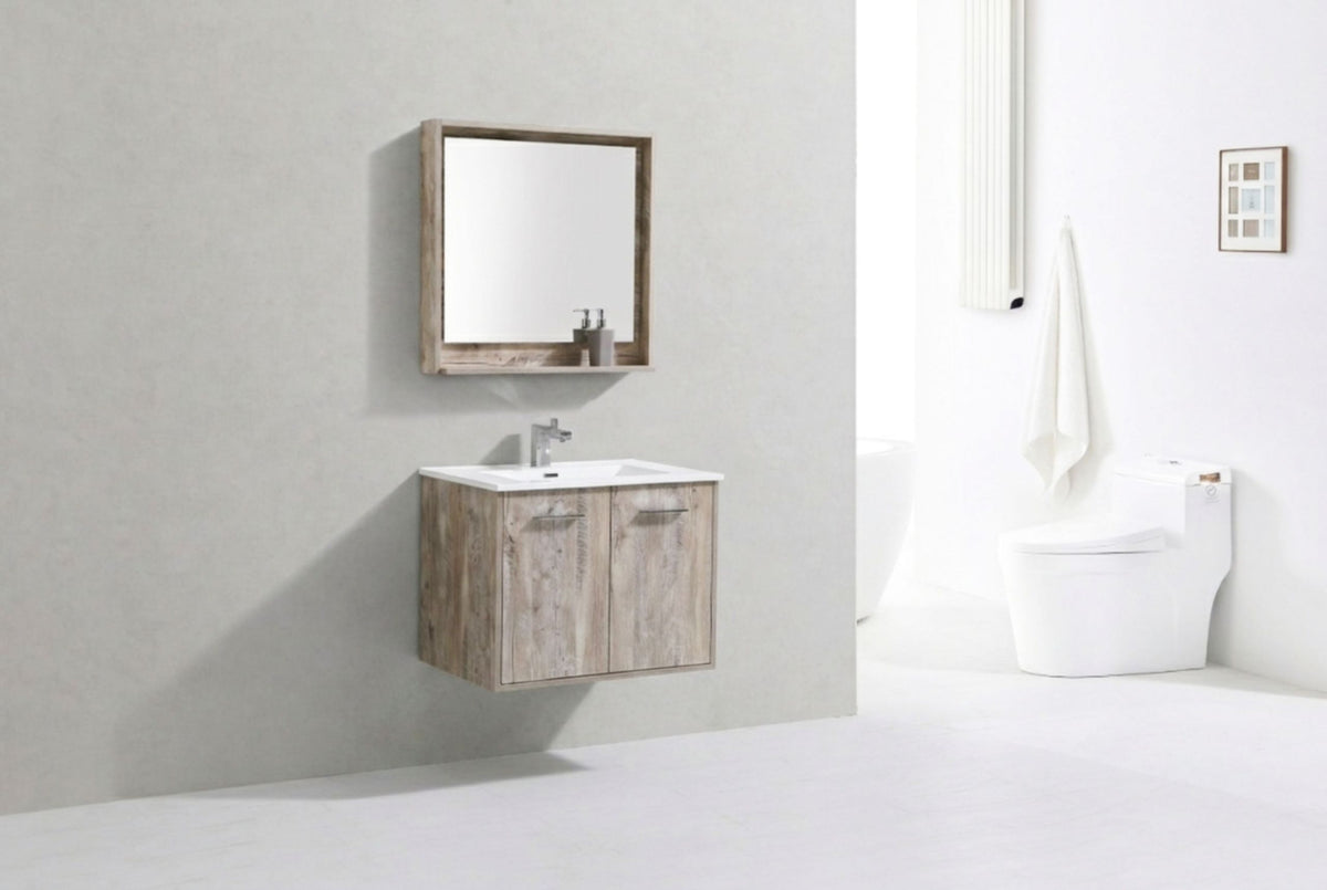 Kube Bath Bosco 30" Modern Bathroom Vanity w/ Quartz Countertop - Nature Wood (KB30NW) view 6