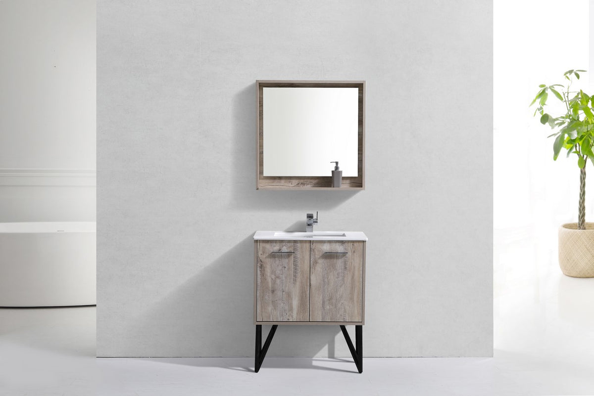 Kube Bath Bosco 30" Modern Bathroom Vanity w/ Quartz Countertop - Nature Wood (KB30NW) view 2