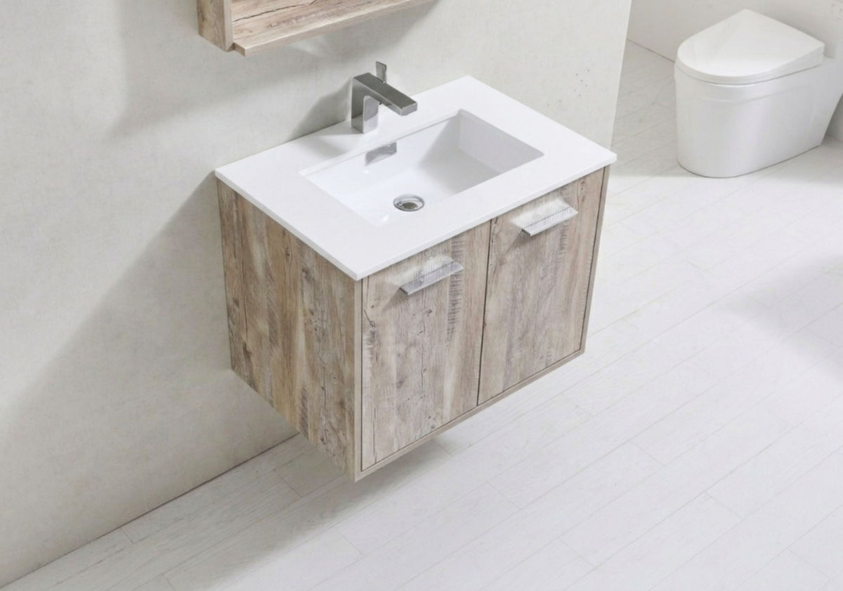 Kube Bath Bosco 30" Modern Bathroom Vanity w/ Quartz Countertop - Nature Wood (KB30NW) view 8