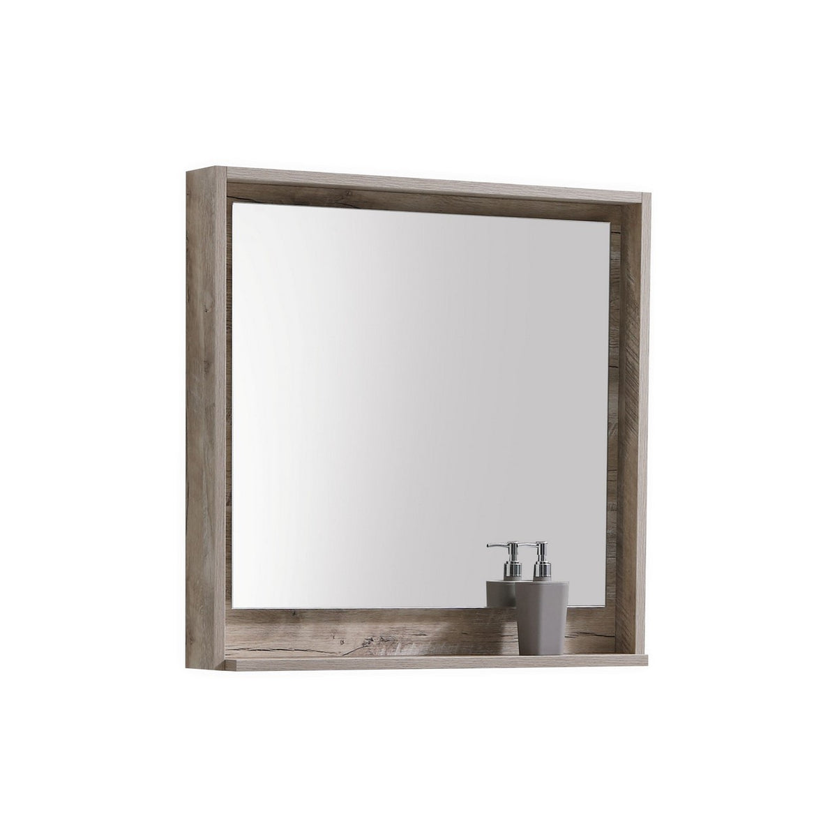 Kube Bath Bosco 30" Framed Mirror With Shelve - Nature Wood (KB30NW-M)