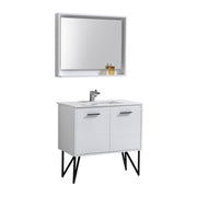 Kube Bath Bosco 36" Modern Bathroom Vanity w/ Quartz Countertop - Gloss White (KB36GW)