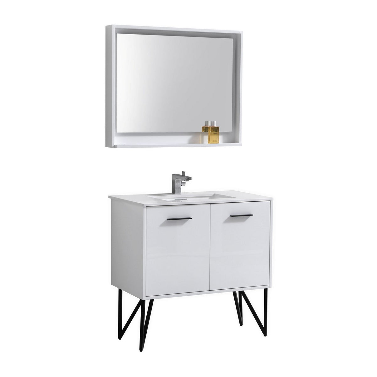Kube Bath Bosco 36" Modern Bathroom Vanity w/ Quartz Countertop - Gloss White (KB36GW)