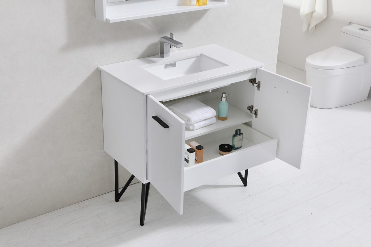 Kube Bath Bosco 36" Modern Bathroom Vanity w/ Quartz Countertop - Gloss White (KB36GW) view 5