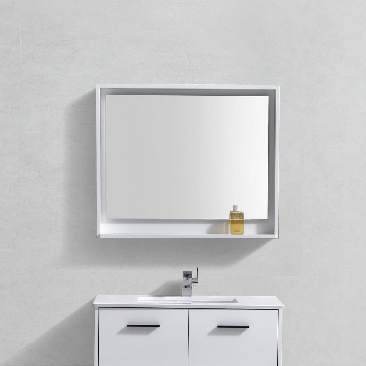 Kube Bath Bosco 36" Framed Mirror With Shelve - Gloss White (KB36GW-M) view 2