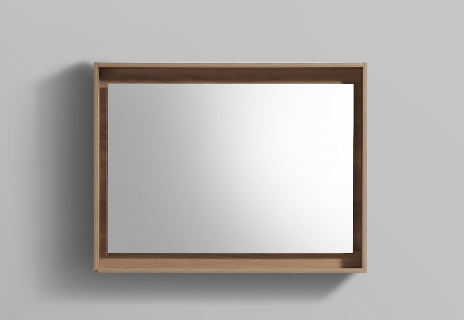 Kube Bath Bosco 36" Framed Mirror With Shelve - Honey Oak (KB36HO-M) view 2