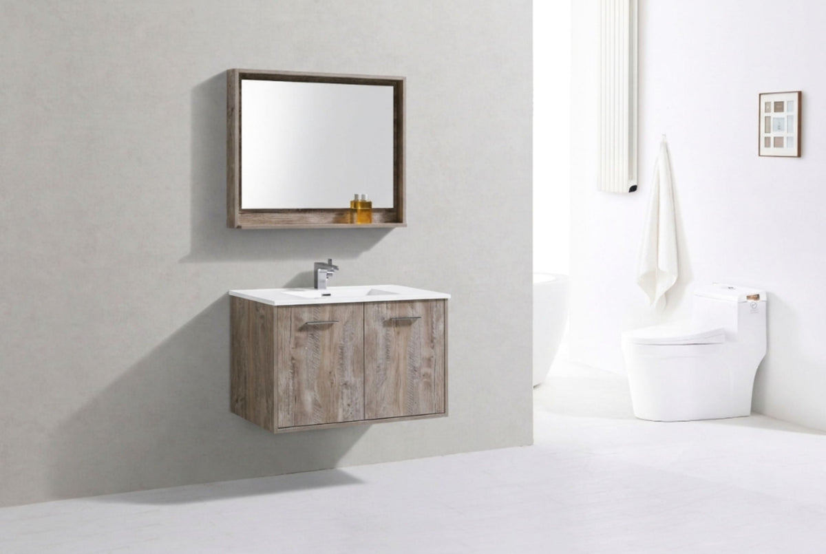 Kube Bath Bosco 36" Modern Bathroom Vanity w/ Quartz Countertop - Nature Wood (KB36NW) view 6