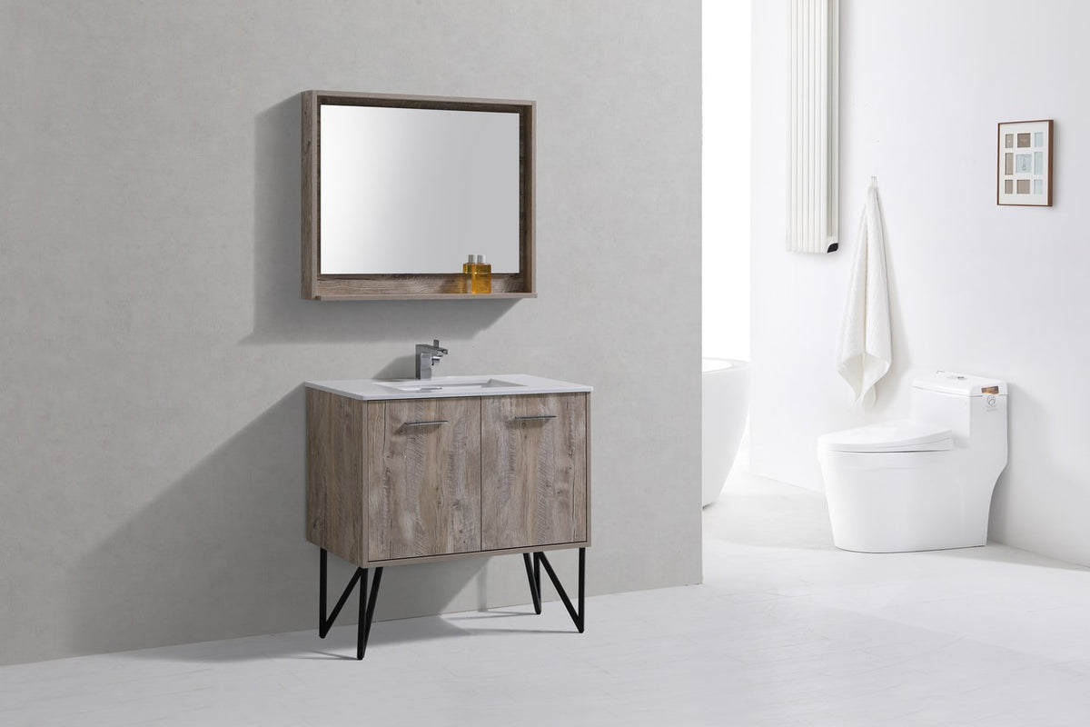Kube Bath Bosco 36" Modern Bathroom Vanity w/ Quartz Countertop - Nature Wood (KB36NW) view 3