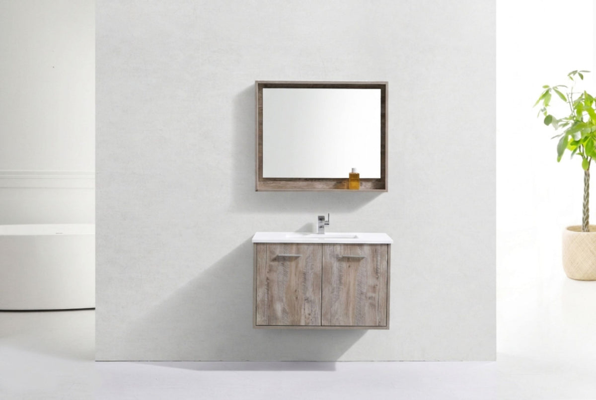Kube Bath Bosco 36" Modern Bathroom Vanity w/ Quartz Countertop - Nature Wood (KB36NW) view 7