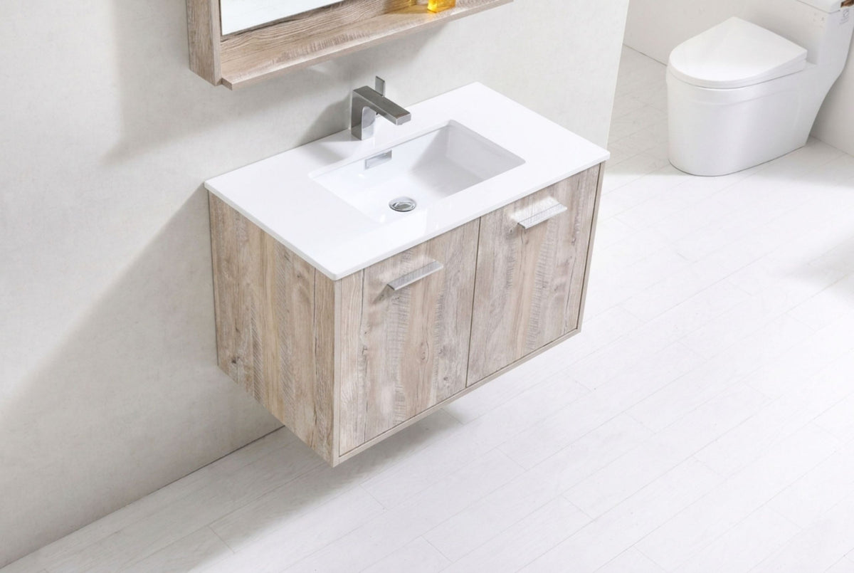Kube Bath Bosco 36" Modern Bathroom Vanity w/ Quartz Countertop - Nature Wood (KB36NW) view 8