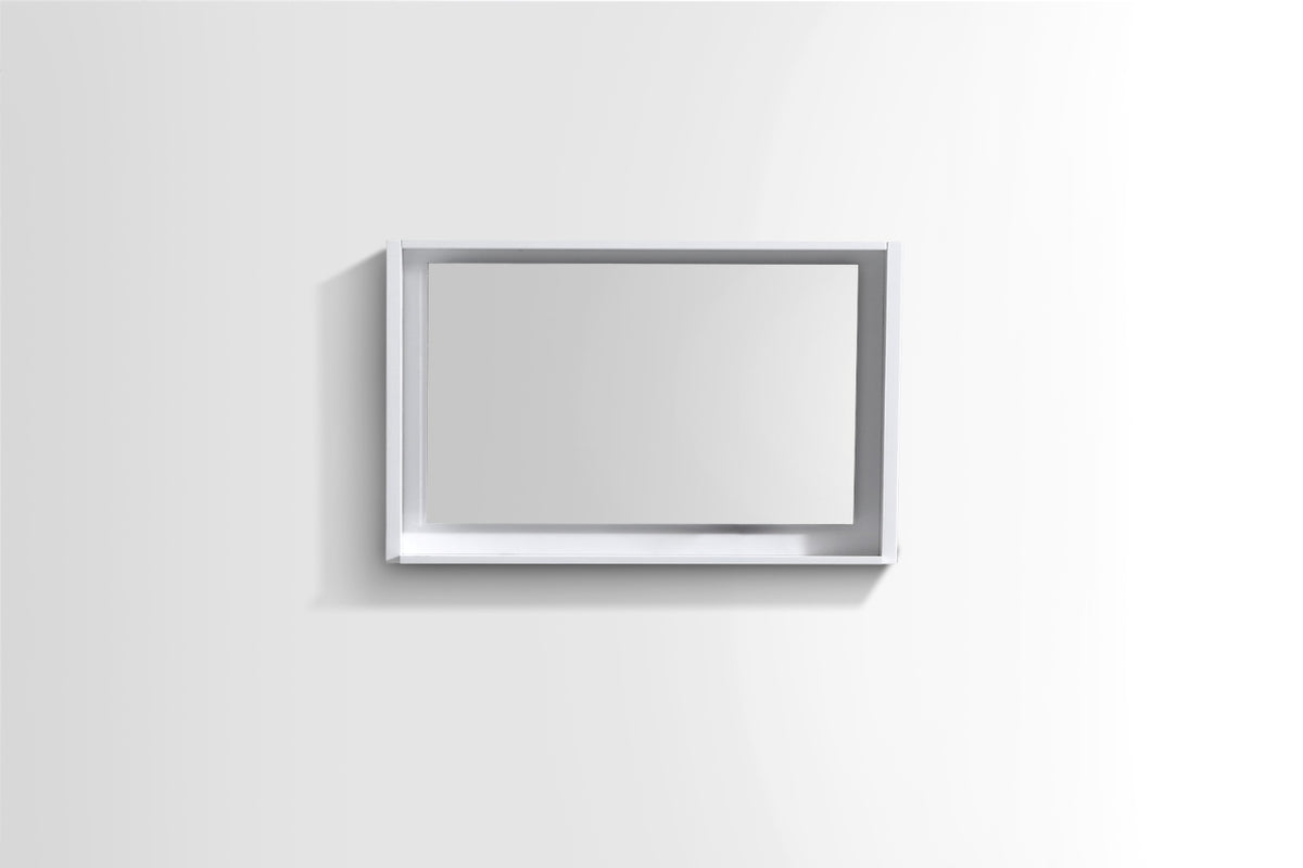 Kube Bath Bosco 40" Framed Mirror With Shelve - Gloss White (KB40GW-M) view 2