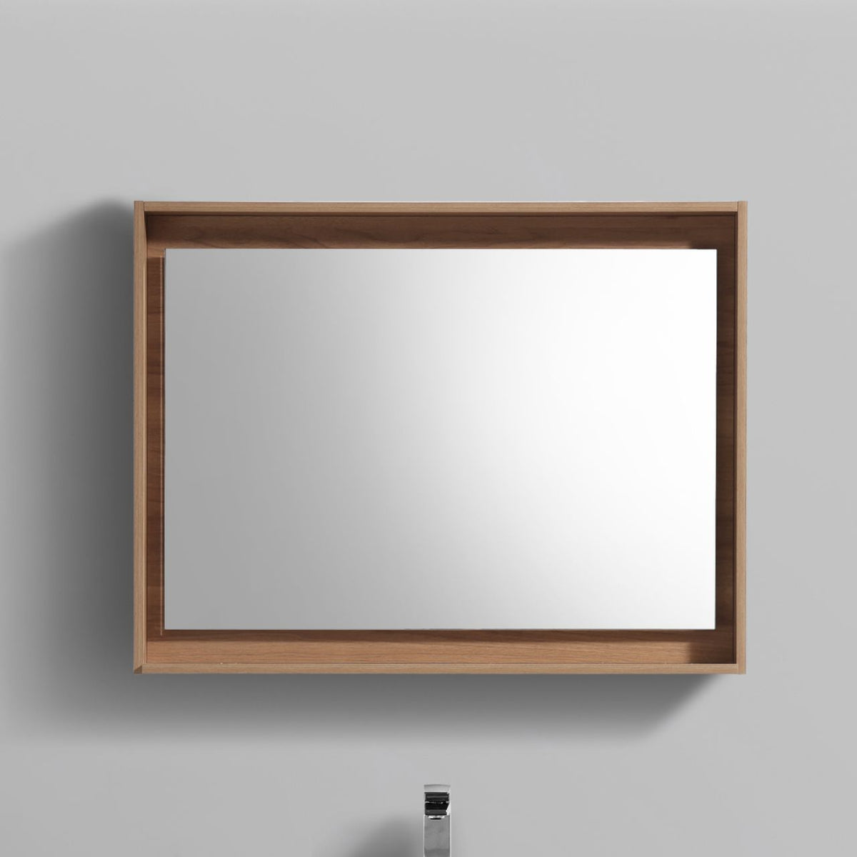Kube Bath Bosco 40" Framed Mirror With Shelve - Honey Oak (KB40HO-M) view 2