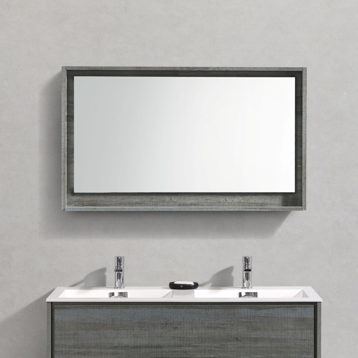 Kube Bath Bosco 48" Framed Mirror With Shelve - Ocean Gray Finish - Ocean Gray (KB48BE-M) view 2