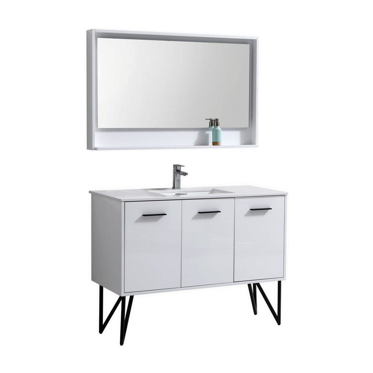 Kube Bath Bosco 48" Modern Bathroom Vanity w/ Quartz Countertop - Gloss White (KB48GW)