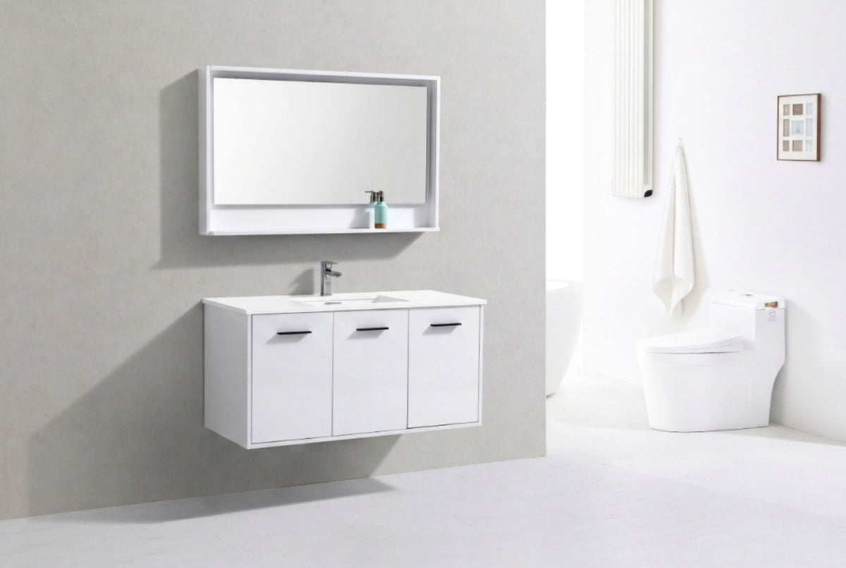 Kube Bath Bosco 48" Modern Bathroom Vanity w/ Quartz Countertop - Gloss White (KB48GW) view 6