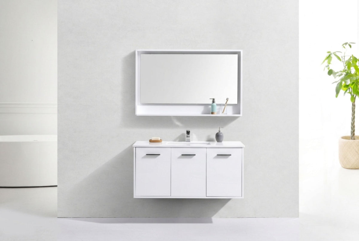 Kube Bath Bosco 48" Modern Bathroom Vanity w/ Quartz Countertop - Gloss White (KB48GW) view 7