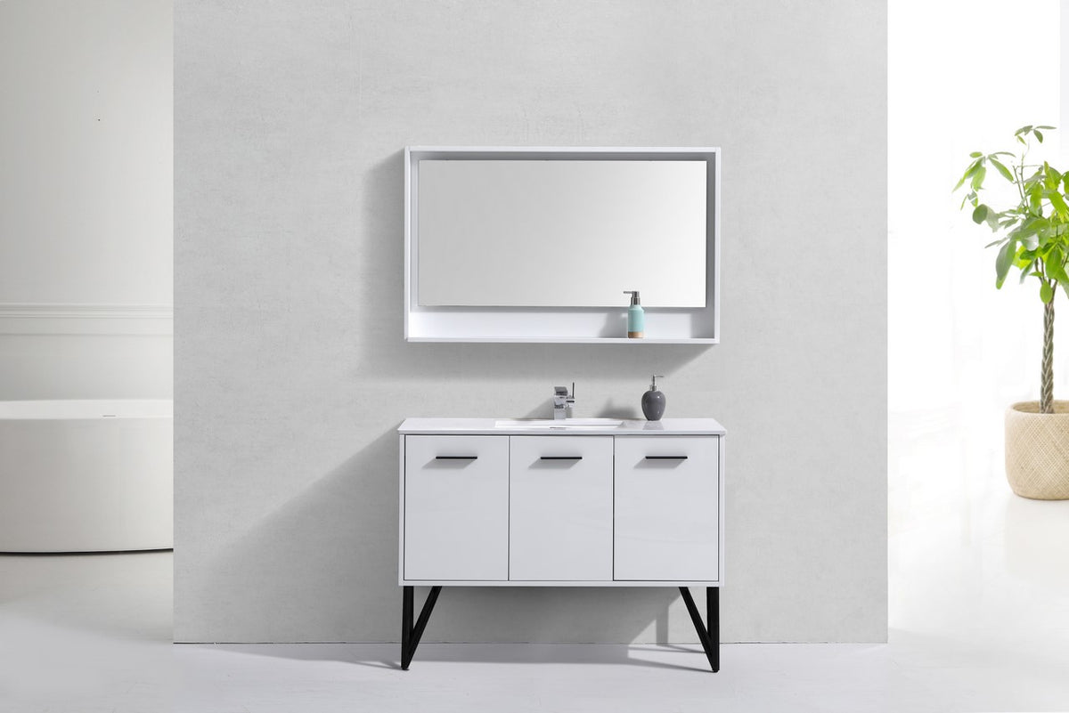 Kube Bath Bosco 48" Modern Bathroom Vanity w/ Quartz Countertop - Gloss White (KB48GW) view 3