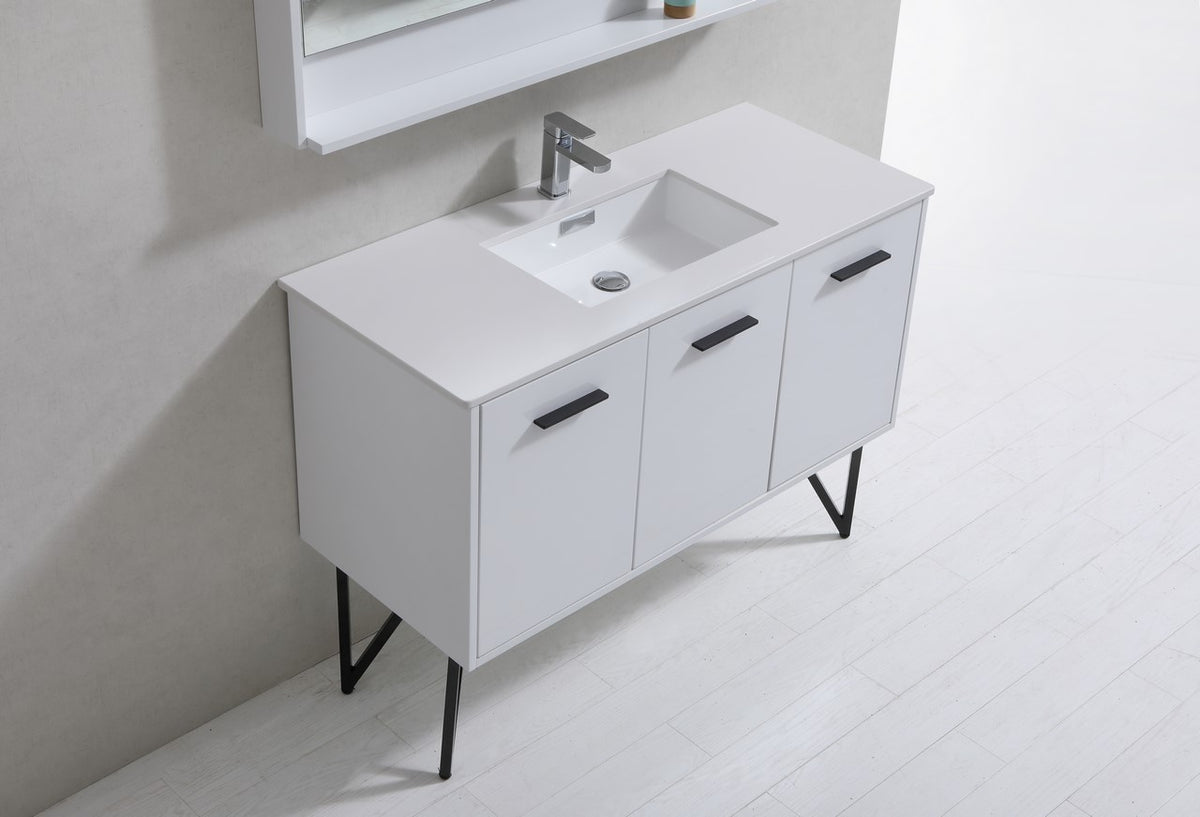 Kube Bath Bosco 48" Modern Bathroom Vanity w/ Quartz Countertop - Gloss White (KB48GW) view 4