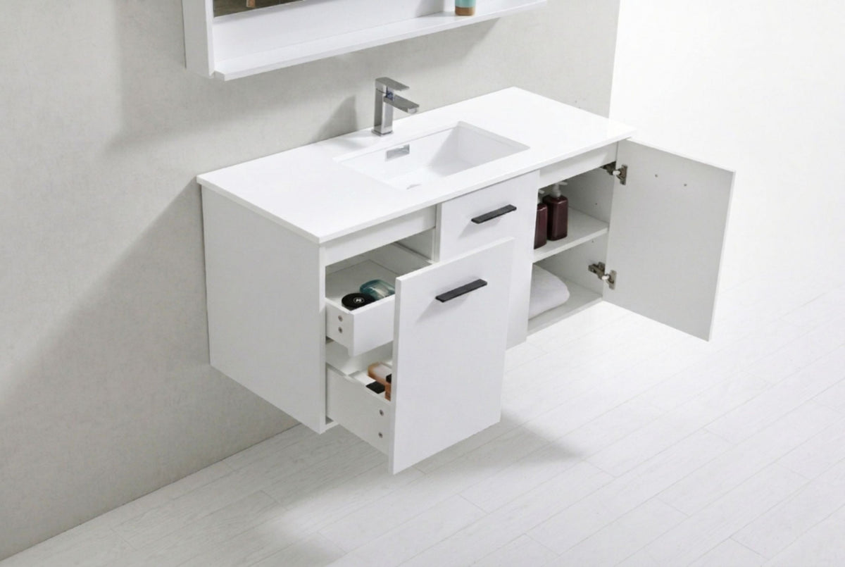 Kube Bath Bosco 48" Modern Bathroom Vanity w/ Quartz Countertop - Gloss White (KB48GW) view 9