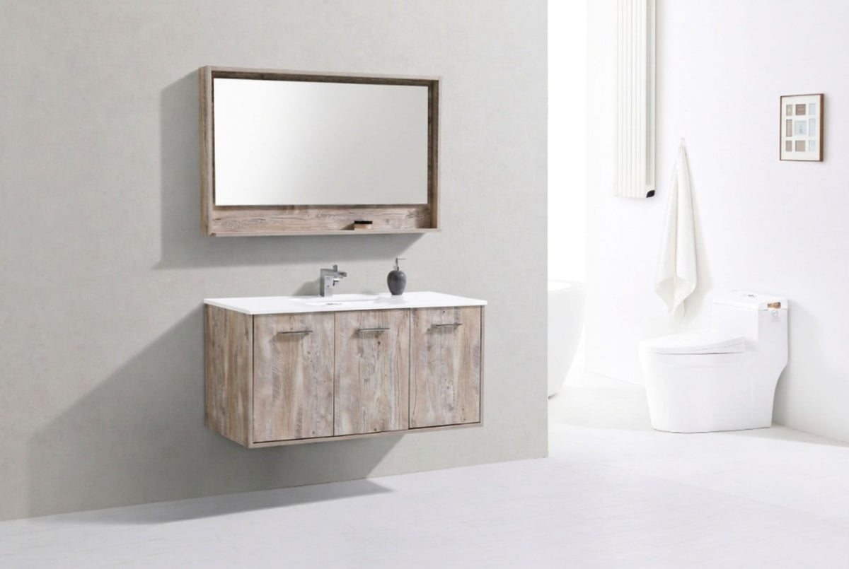 Kube Bath Bosco 48" Modern Bathroom Vanity w/ Quartz Countertop - Nature Wood (KB48NW) view 6