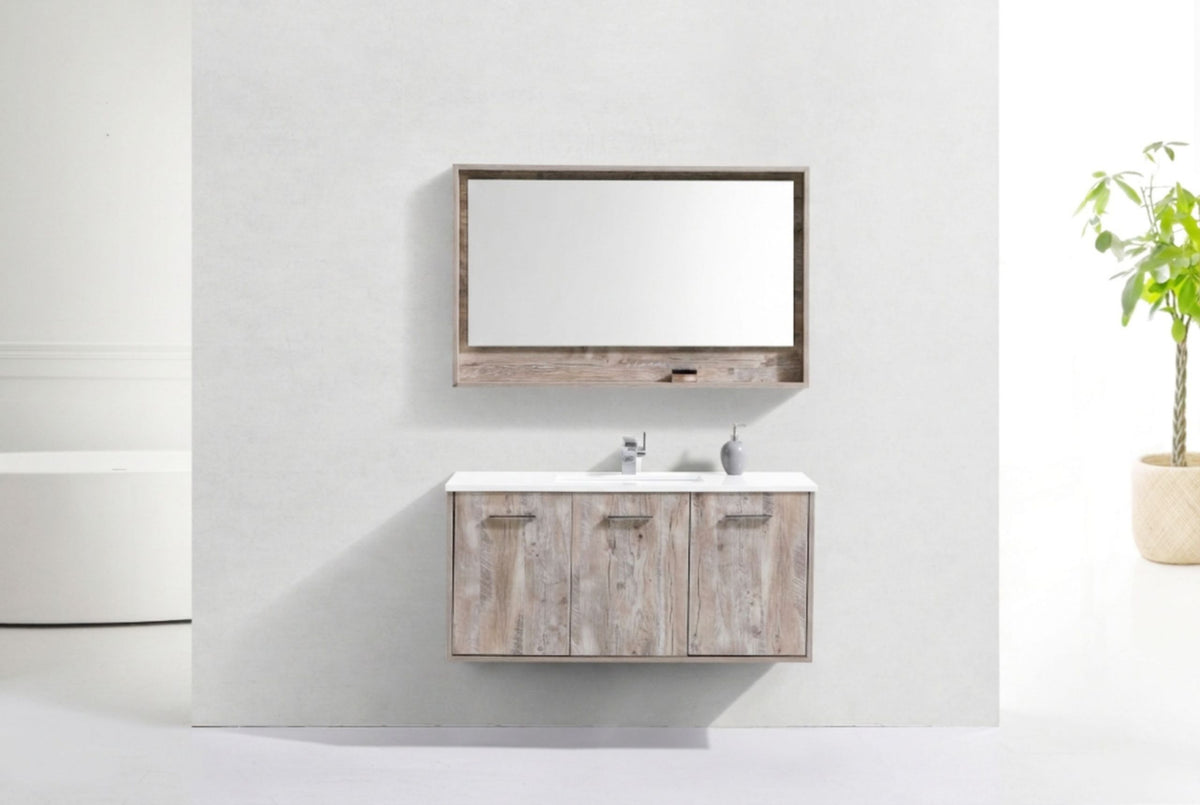 Kube Bath Bosco 48" Modern Bathroom Vanity w/ Quartz Countertop - Nature Wood (KB48NW) view 7