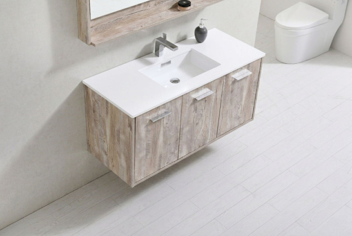 Kube Bath Bosco 48" Modern Bathroom Vanity w/ Quartz Countertop - Nature Wood (KB48NW) view 8