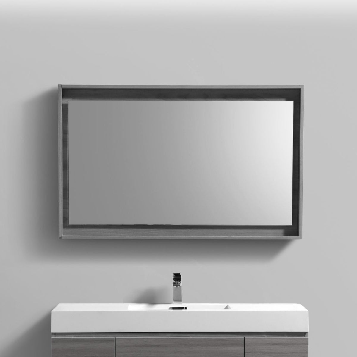 Kube Bath Bosco 48" Framed Mirror With Shelve - Vulcan Ash Grey (KB48VAG-M) view 2