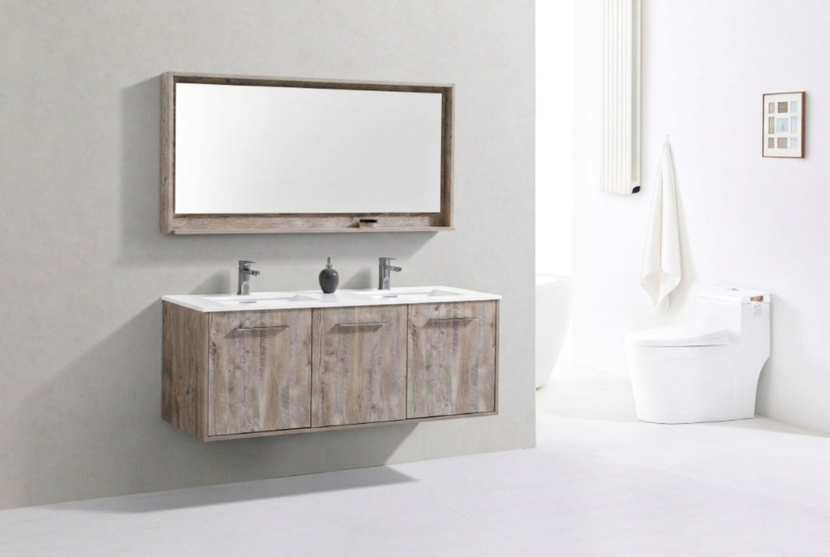 Kube Bath Bosco 60" Double Sink Modern Bathroom Vanity w/ Quartz Countertop - Nature Wood (KB60DNW) view 6