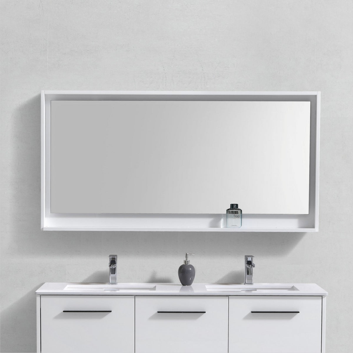 Kube Bath Bosco 60" Framed Mirror With Shelve - Gloss White (KB60GW-M) view 2