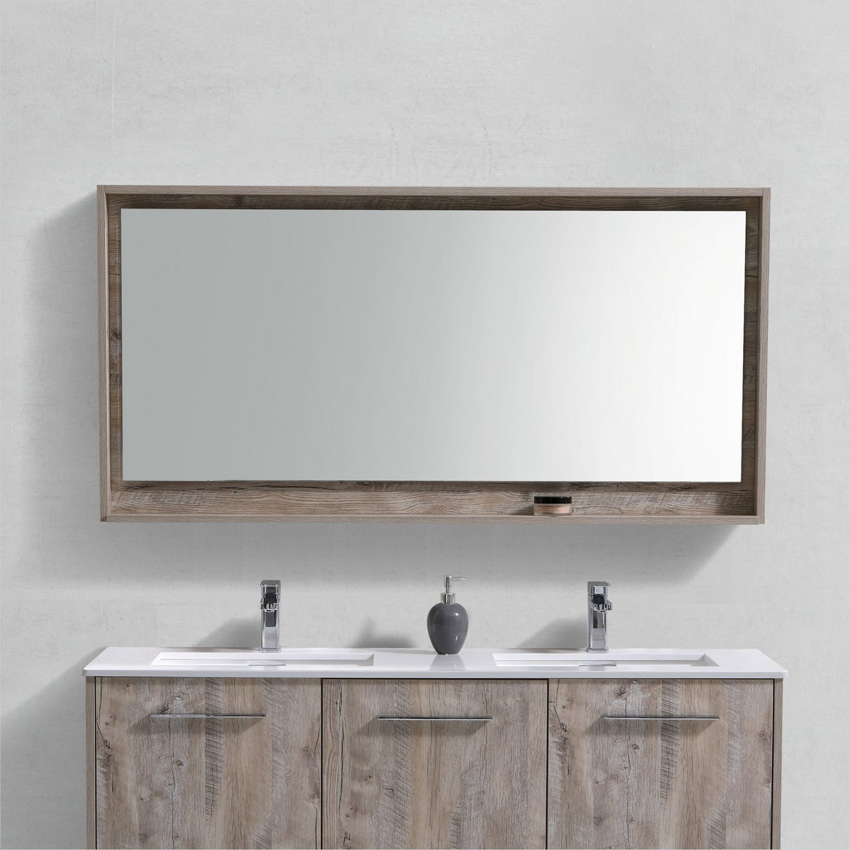 Kube Bath Bosco 60" Framed Mirror With Shelve - Nature Wood (KB60NW-M) view 2