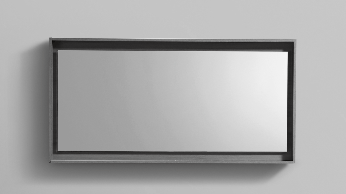 Kube Bath Bosco 60" Framed Mirror With Shelve - Vulcan Ash Grey (KB60VAG-M) view 2