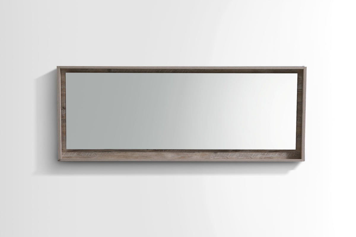 Kube Bath Bliss 70" Framed Mirror With Shelve - Nature Wood (KB70NW-M) view 2