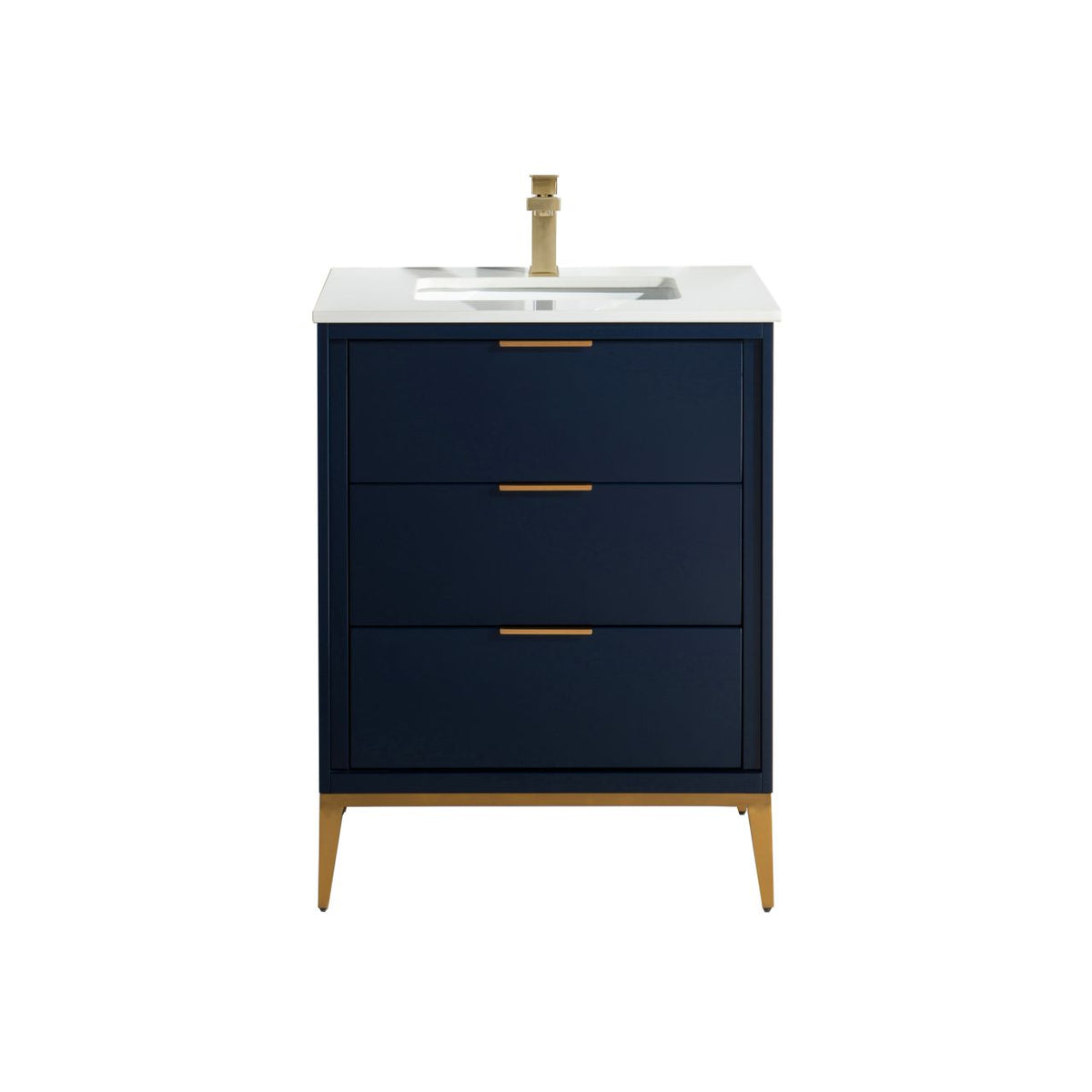 Kube Bath Divani 24'' Vanity W/ Quartz Counter Top (Back Splash Free) - Navy Blue (KD9924-BLUE)