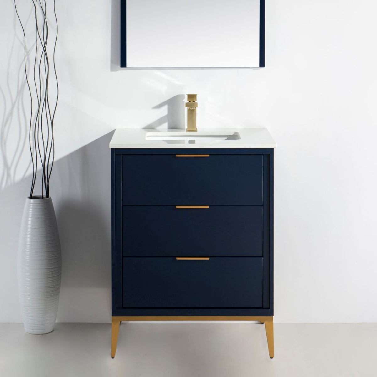 Kube Bath Divani 24'' Vanity W/ Quartz Counter Top (Back Splash Free) - Navy Blue (KD9924-BLUE) view 2