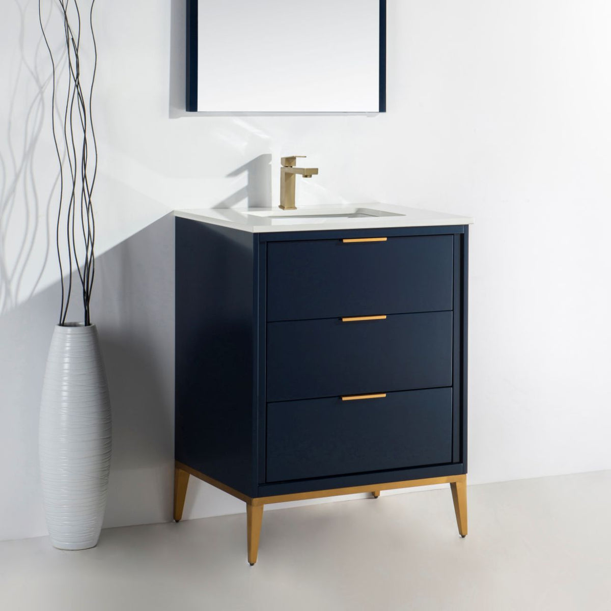 Kube Bath Divani 24'' Vanity W/ Quartz Counter Top (Back Splash Free) - Navy Blue (KD9924-BLUE) view 3