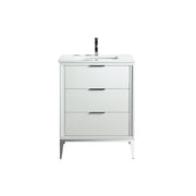 Kube Bath Divani 24'' Vanity W/ Quartz Counter Top (Back Splash Free) - Gloss White (KD9924-GW)