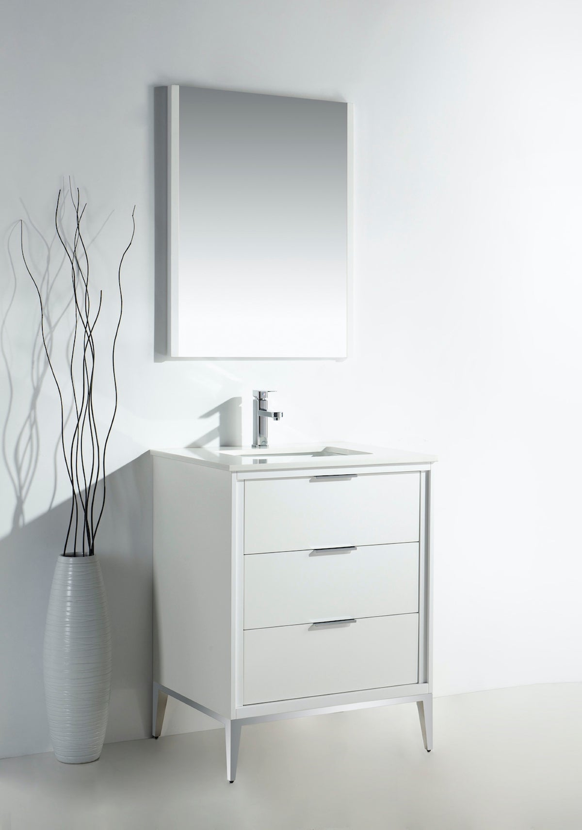 Kube Bath Divani 24'' Vanity W/ Quartz Counter Top (Back Splash Free) - Gloss White (KD9924-GW) view 6