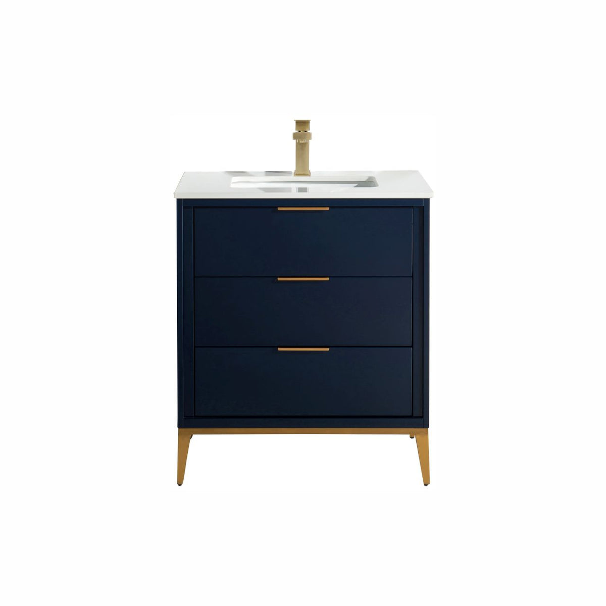 Kube Bath Divani 30'' Vanity W/ Quartz Counter Top (Back Splash Free) - Navy Blue (KD9930-BLUE)