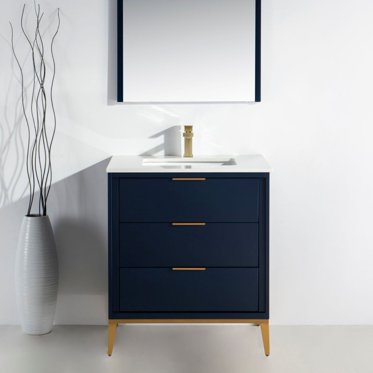 Kube Bath Divani 30'' Vanity W/ Quartz Counter Top (Back Splash Free) - Navy Blue (KD9930-BLUE) view 2