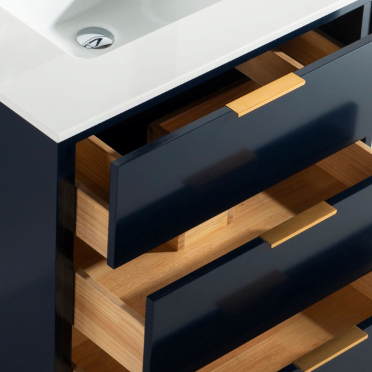 Kube Bath Divani 30'' Vanity W/ Quartz Counter Top (Back Splash Free) - Navy Blue (KD9930-BLUE) view 4