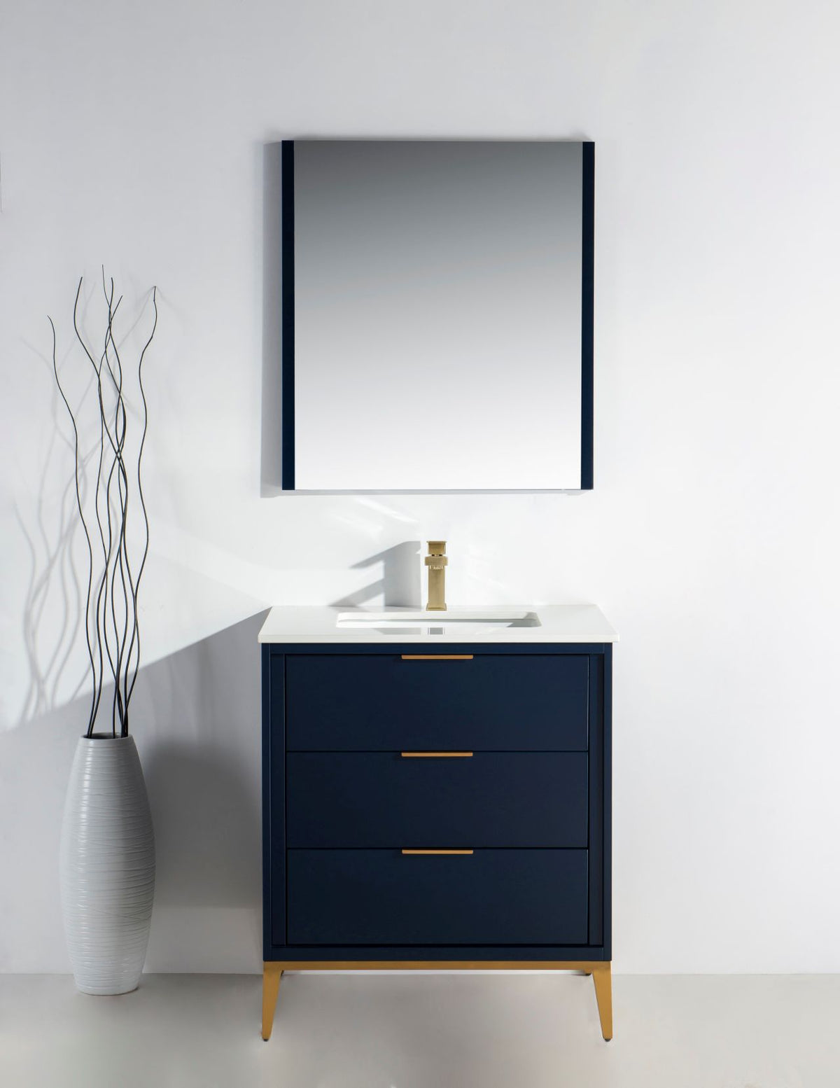 Kube Bath Divani 30'' Vanity W/ Quartz Counter Top (Back Splash Free) - Navy Blue (KD9930-BLUE) view 8