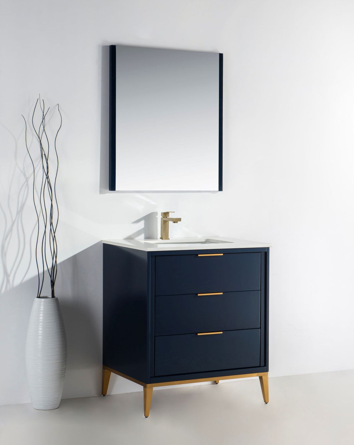 Kube Bath Divani 30'' Vanity W/ Quartz Counter Top (Back Splash Free) - Navy Blue (KD9930-BLUE) view 9