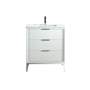 Kube Bath Divani 30'' Vanity W/ Quartz Counter Top (Back Splash Free) - Gloss White (KD9930-GW)