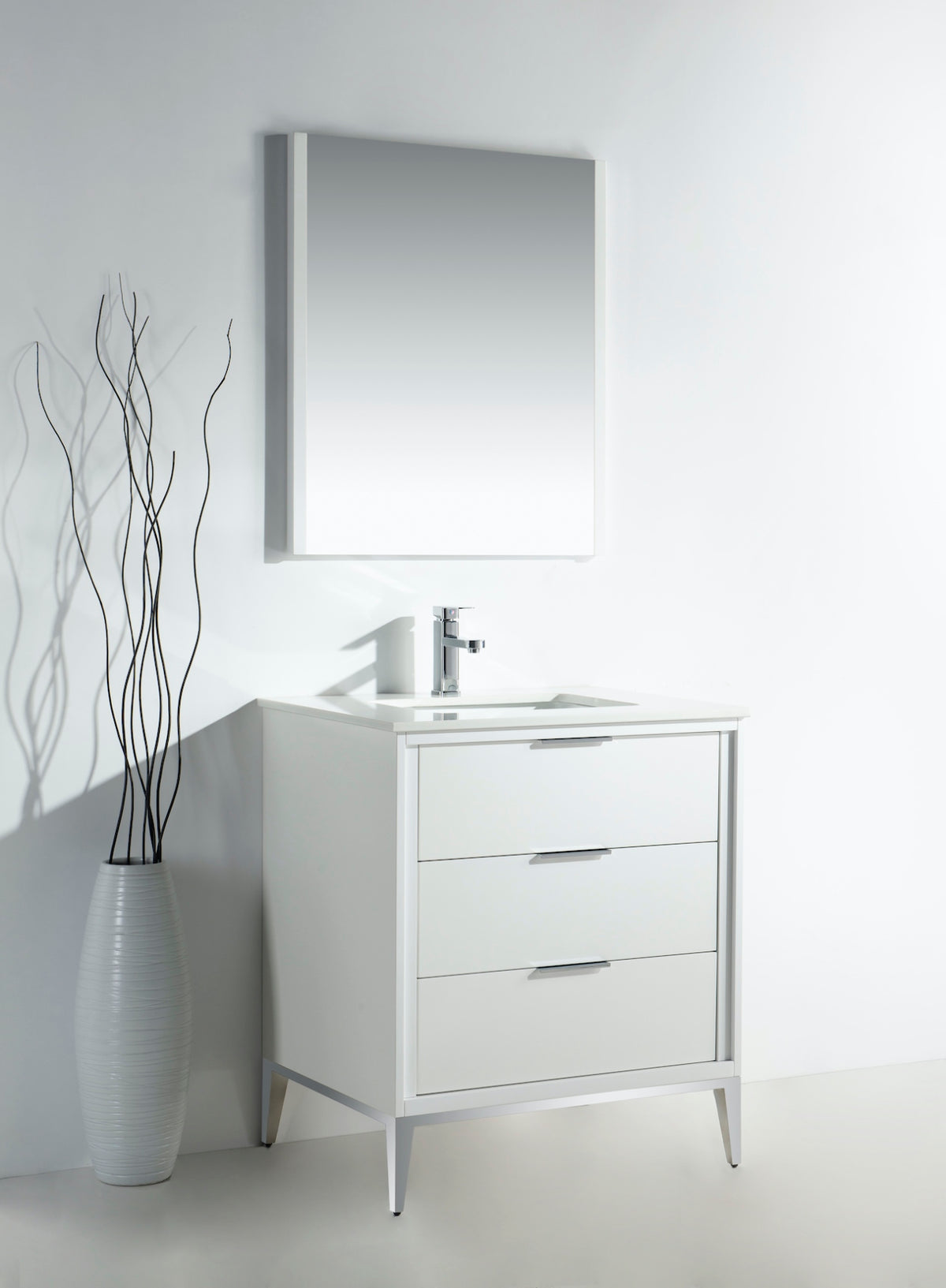 Kube Bath Divani 30'' Vanity W/ Quartz Counter Top (Back Splash Free) - Gloss White (KD9930-GW) view 2