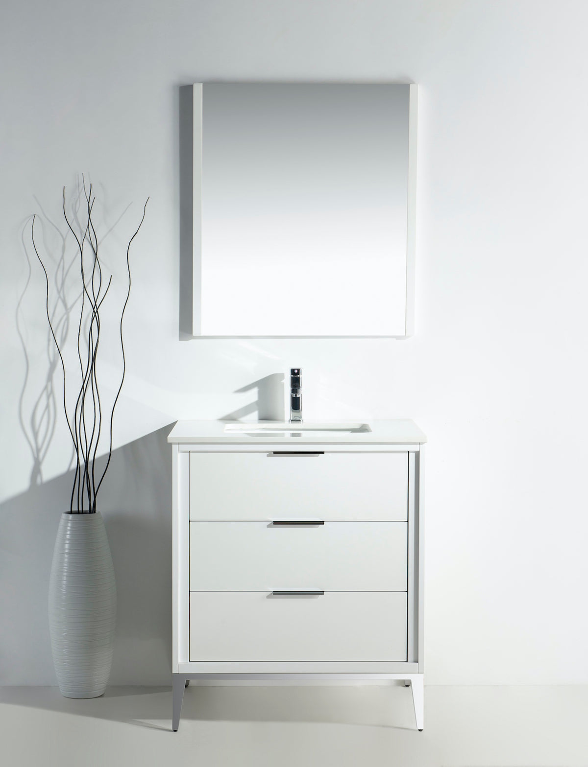Kube Bath Divani 30'' Vanity W/ Quartz Counter Top (Back Splash Free) - Gloss White (KD9930-GW) view 3