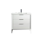 Kube Bath Divani 36'' Gloss WhiteVanity W/ Quartz Counter Top (Back Splash Free) - Gloss White (KD9936-GW)