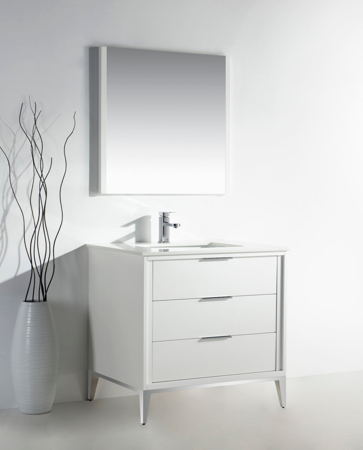 Kube Bath Divani 36'' Gloss WhiteVanity W/ Quartz Counter Top (Back Splash Free) - Gloss White (KD9936-GW) view 2