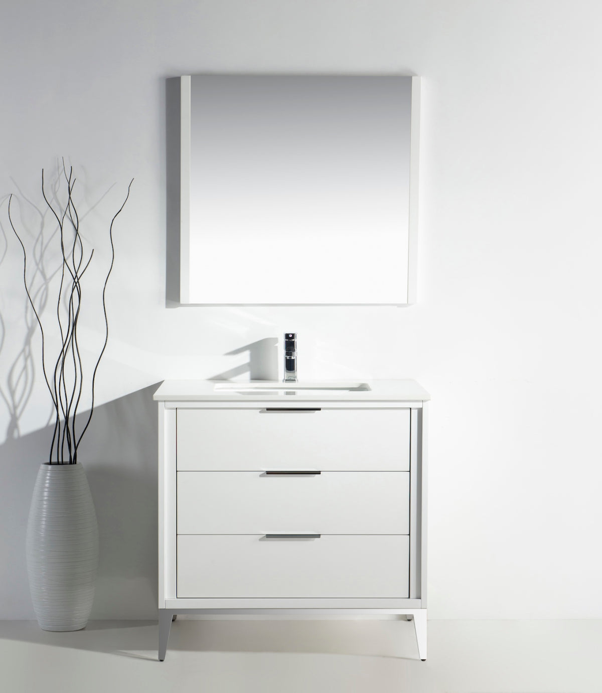 Kube Bath Divani 36'' Gloss WhiteVanity W/ Quartz Counter Top (Back Splash Free) - Gloss White (KD9936-GW) view 3
