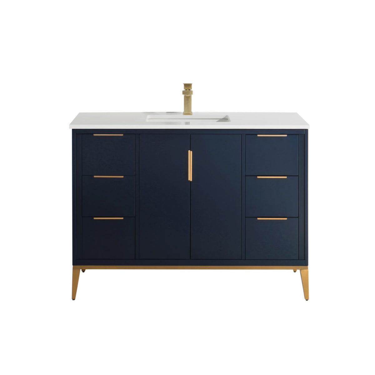 Kube Bath Divani 48'' Vanity W/ Quartz Counter Top (Back Splash Free) - Navy Blue (KD9948-BLUE)