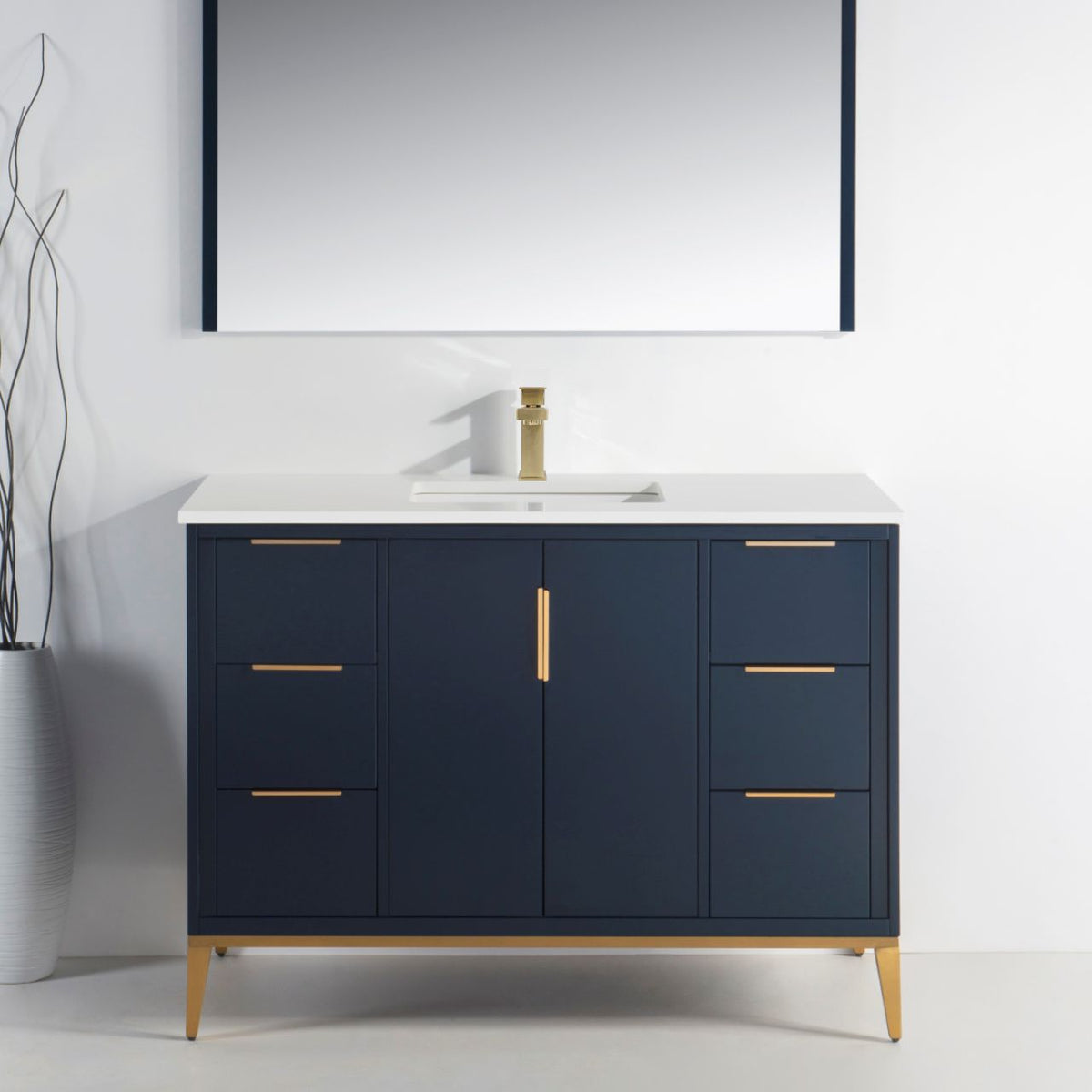 Kube Bath Divani 48'' Vanity W/ Quartz Counter Top (Back Splash Free) - Navy Blue (KD9948-BLUE) view 2